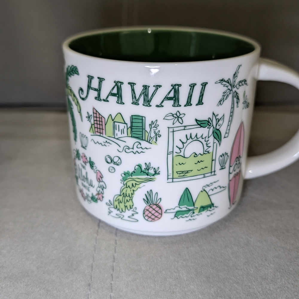 Starbucks Hawaii Ceramic Mug - Green and White